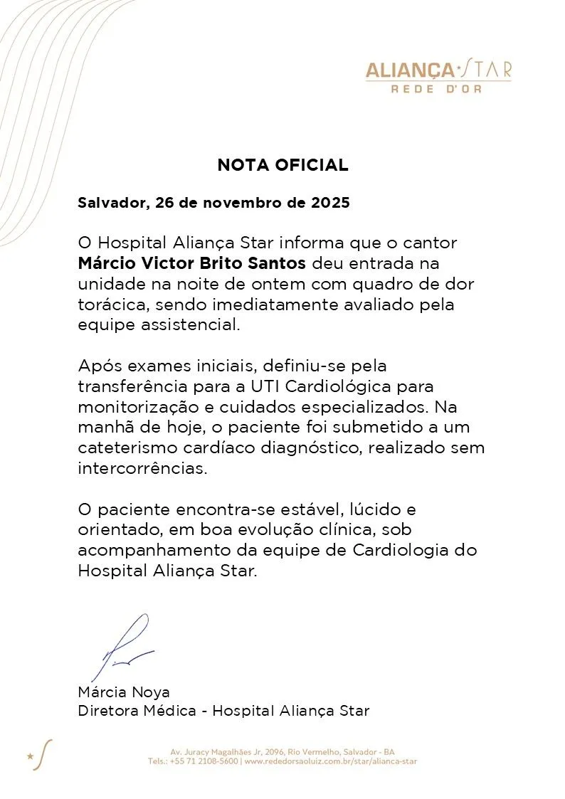 Imagem ilustrativa da imagem Com suspeita de infarto, Márcio Victor passa por cateterismo