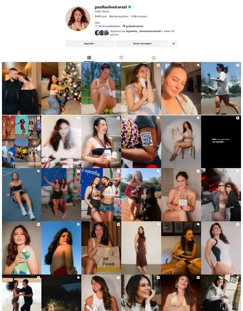 Publicações de Paolla Oliveira no Instagram