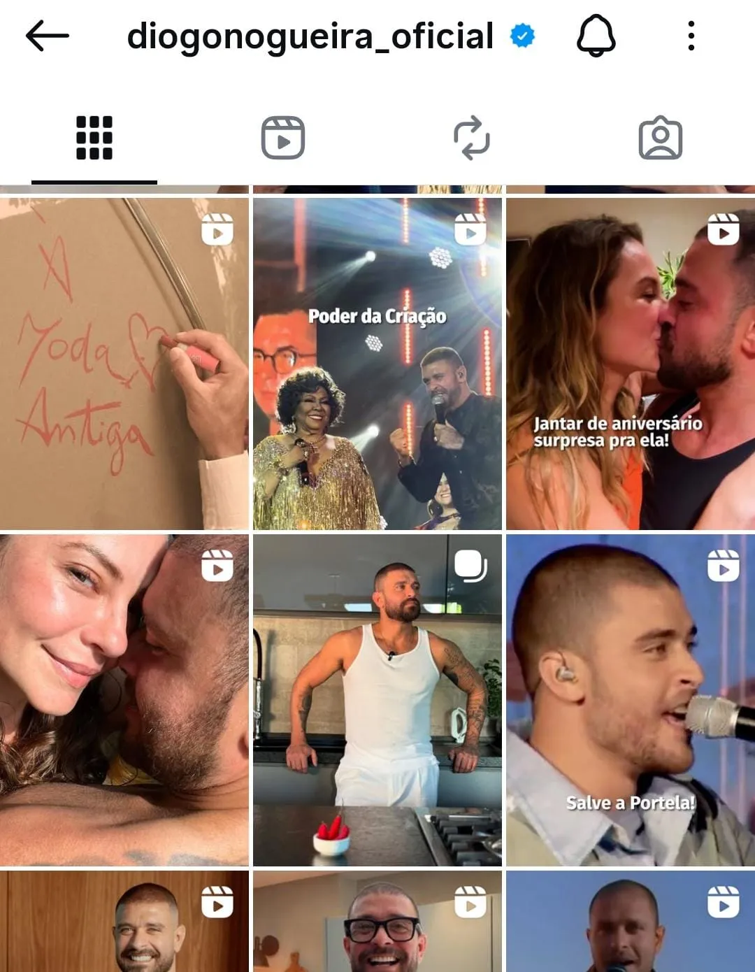 Publicações de Diogo Nogueira no Instagram