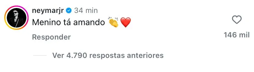 Neymar em publicação de Vini Jr.