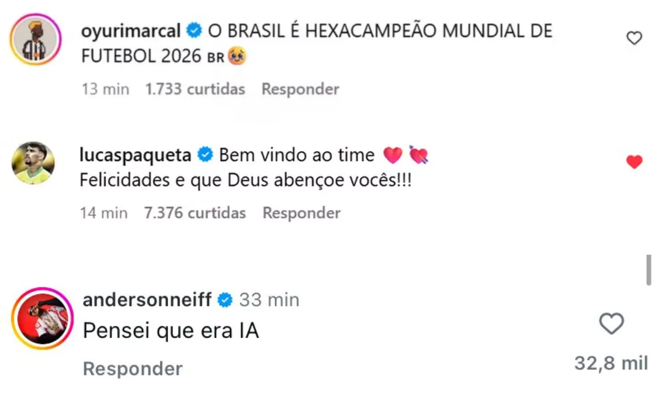 Comentários na foto de Vini e Virginia
