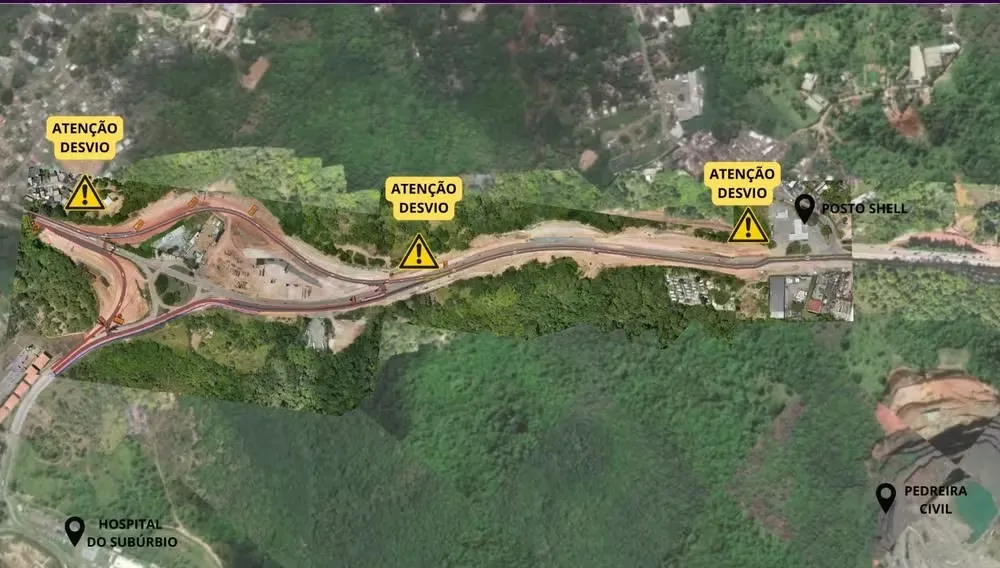 Imagem ilustrativa da imagem Estrada do Derba segue com desvios no trânsito por causa do VLT