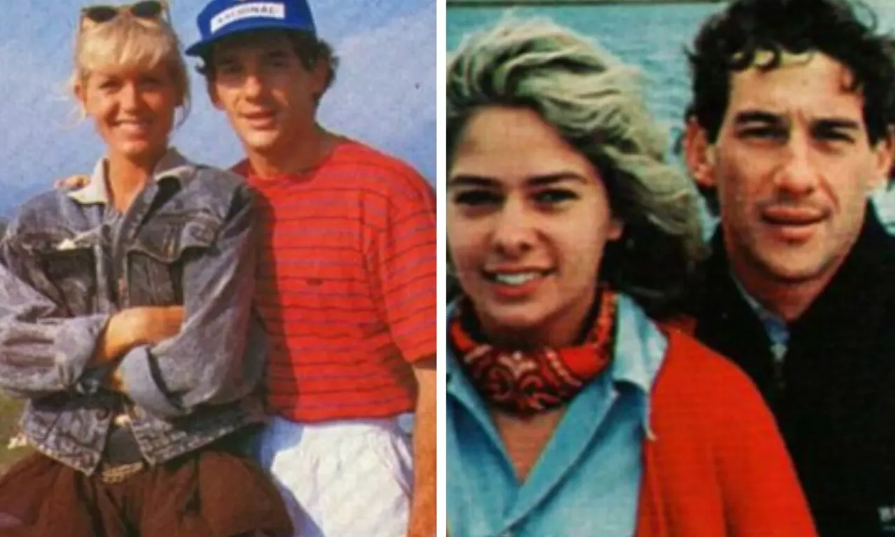 Da esquerda para direita: Ayrton Senna com Xuxa e Adrianne Galisteu com Ayrton Senna