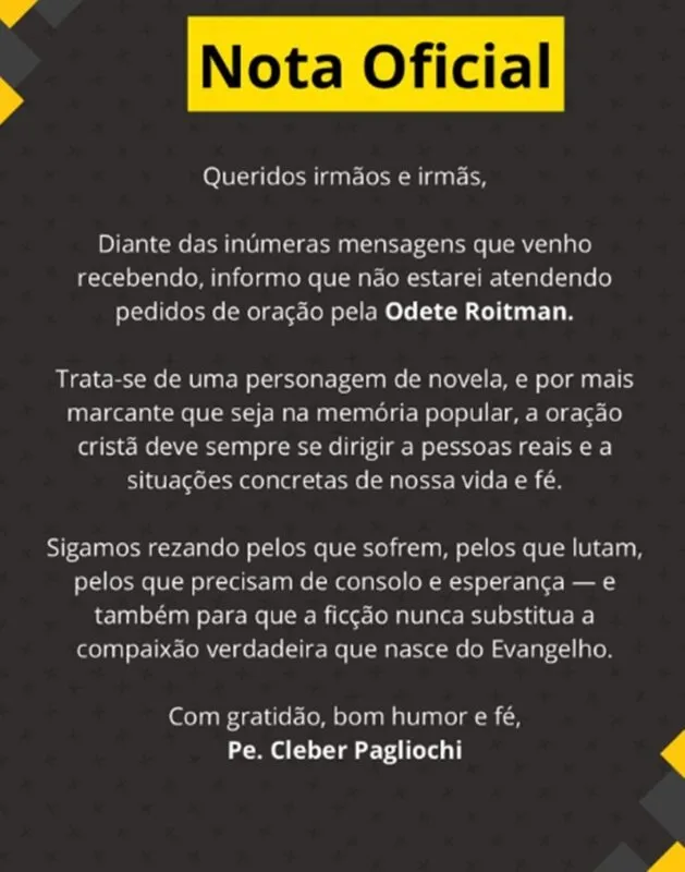 Imagem ilustrativa da imagem Fiéis pedem oração por Odete Roitman e deixam padre na 'bronca'