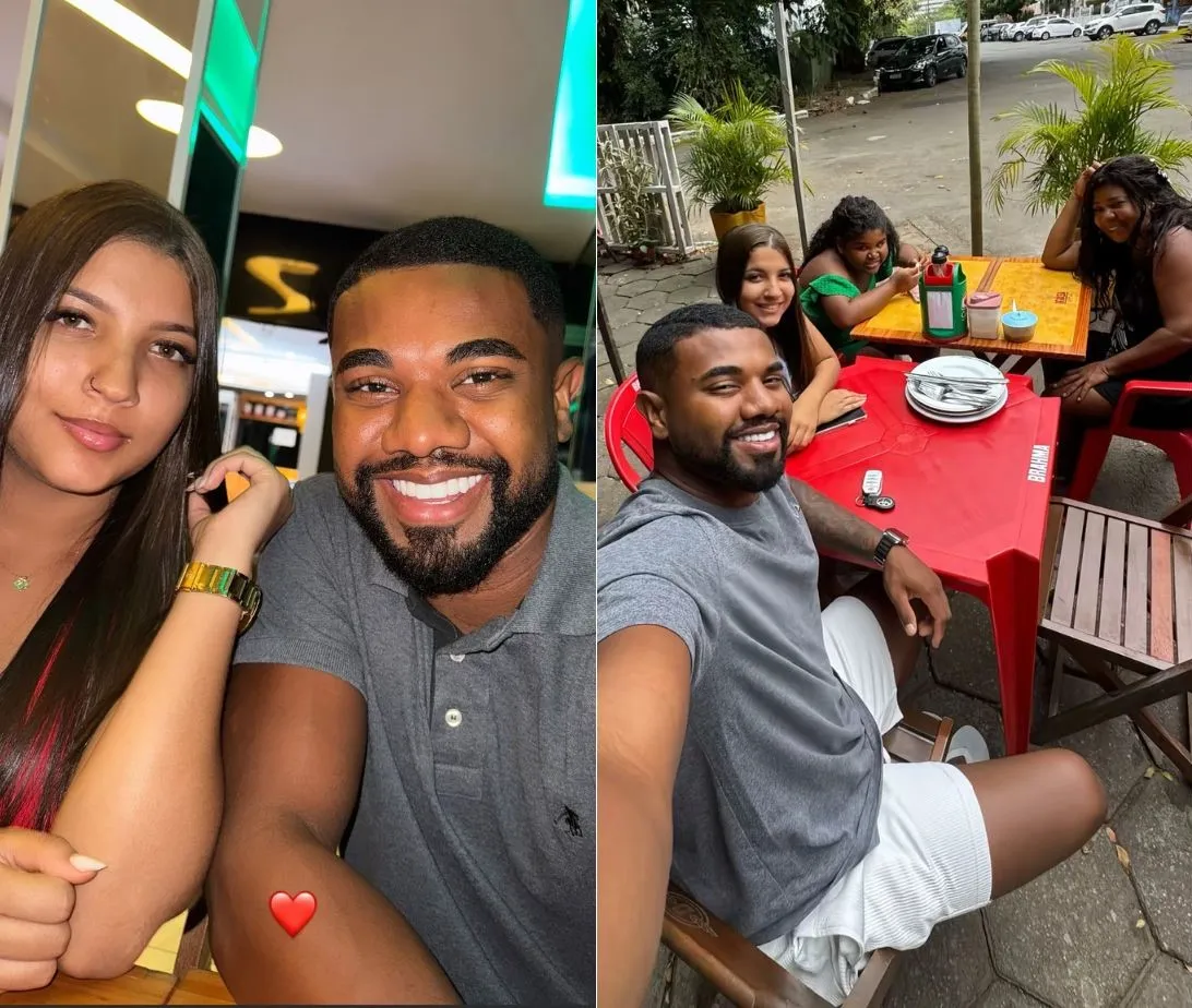 Davi e a jovem juntos com a família do ex-bbb