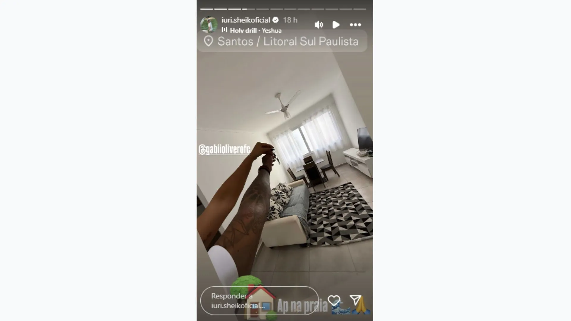 Iuri Sheik e Gabi Oliver compraram apartamento em Santos, no estado de São Paulo