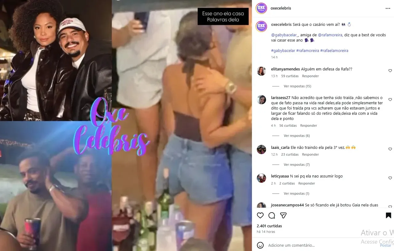 Imagem ilustrativa da imagem “Gosto de cafajeste”, dispara Rafa Moreira e reacende polêmica com ex