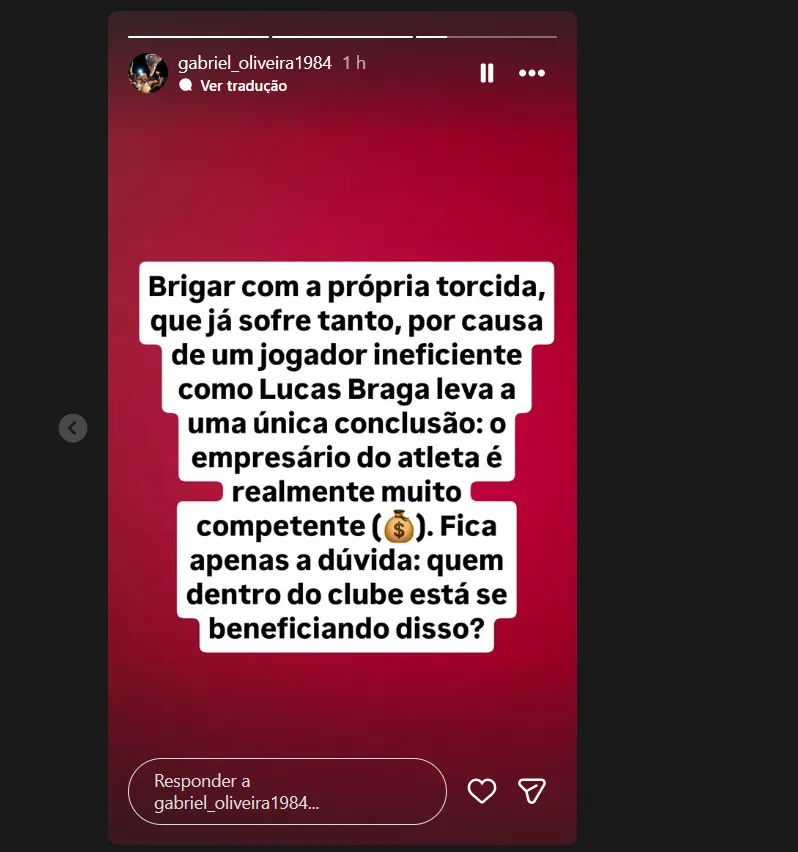 Prints do Instagram do presidente da Os Imbatíveis