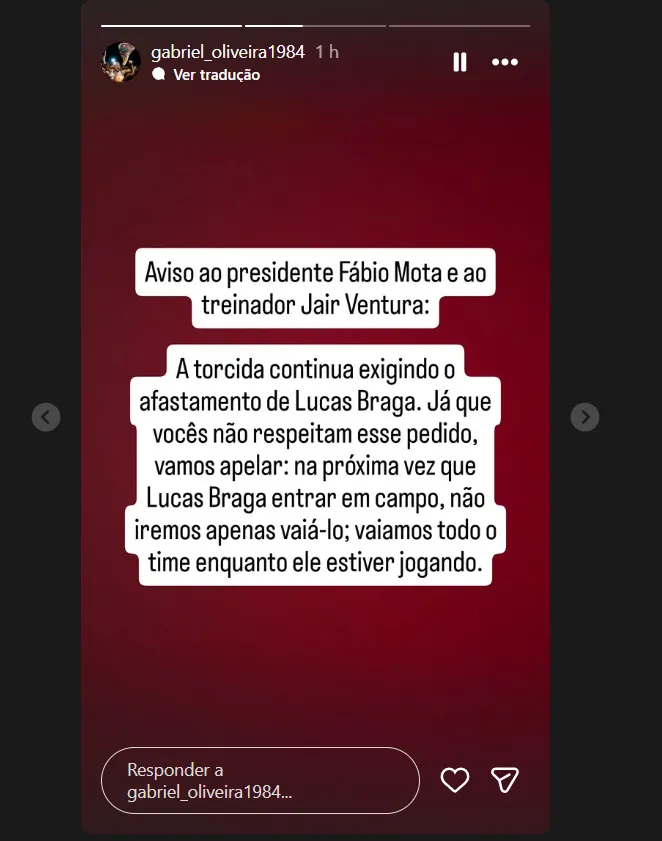 Prints do Instagram do presidente da Os Imbatíveis