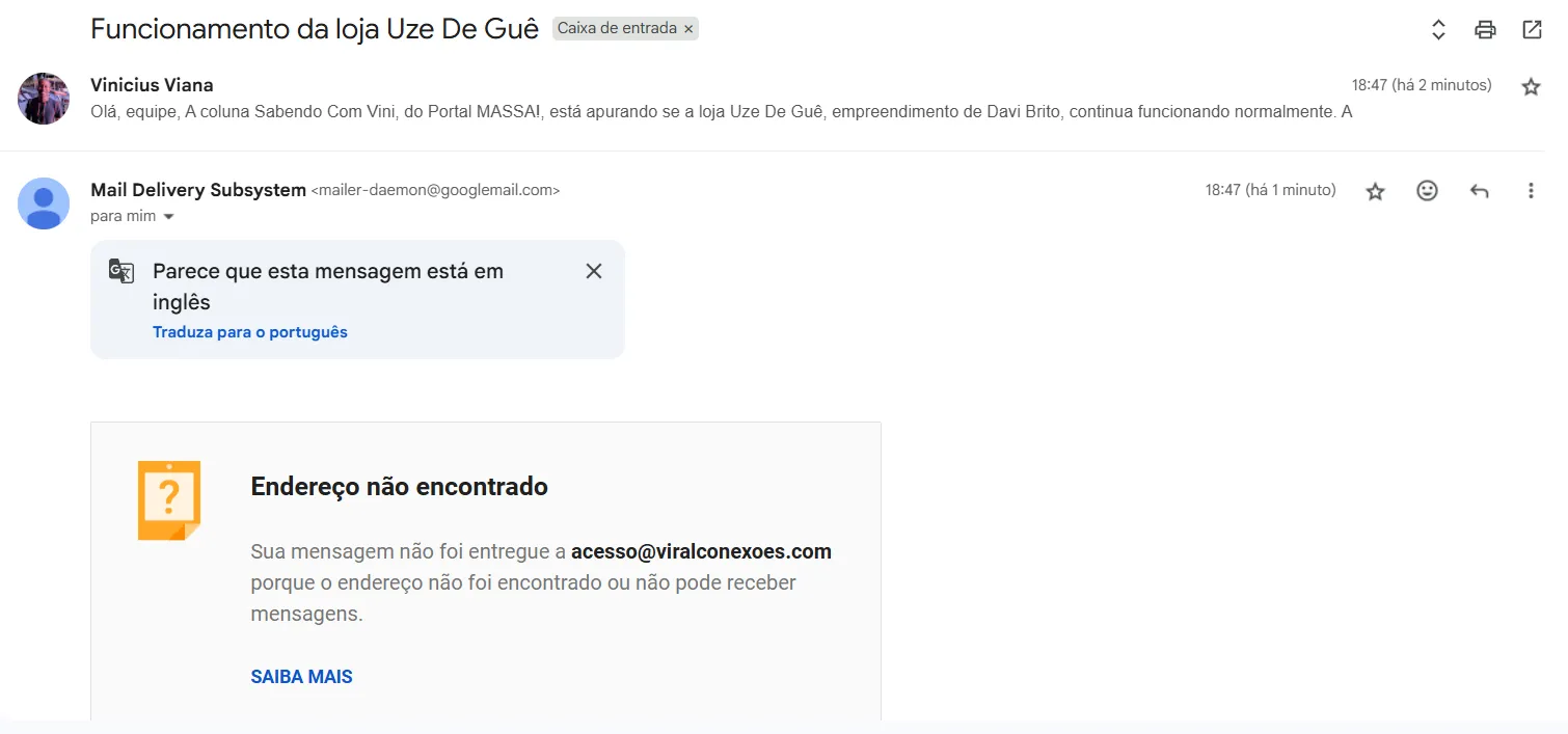 Loja de Davi Brito apresenta sinais de falência