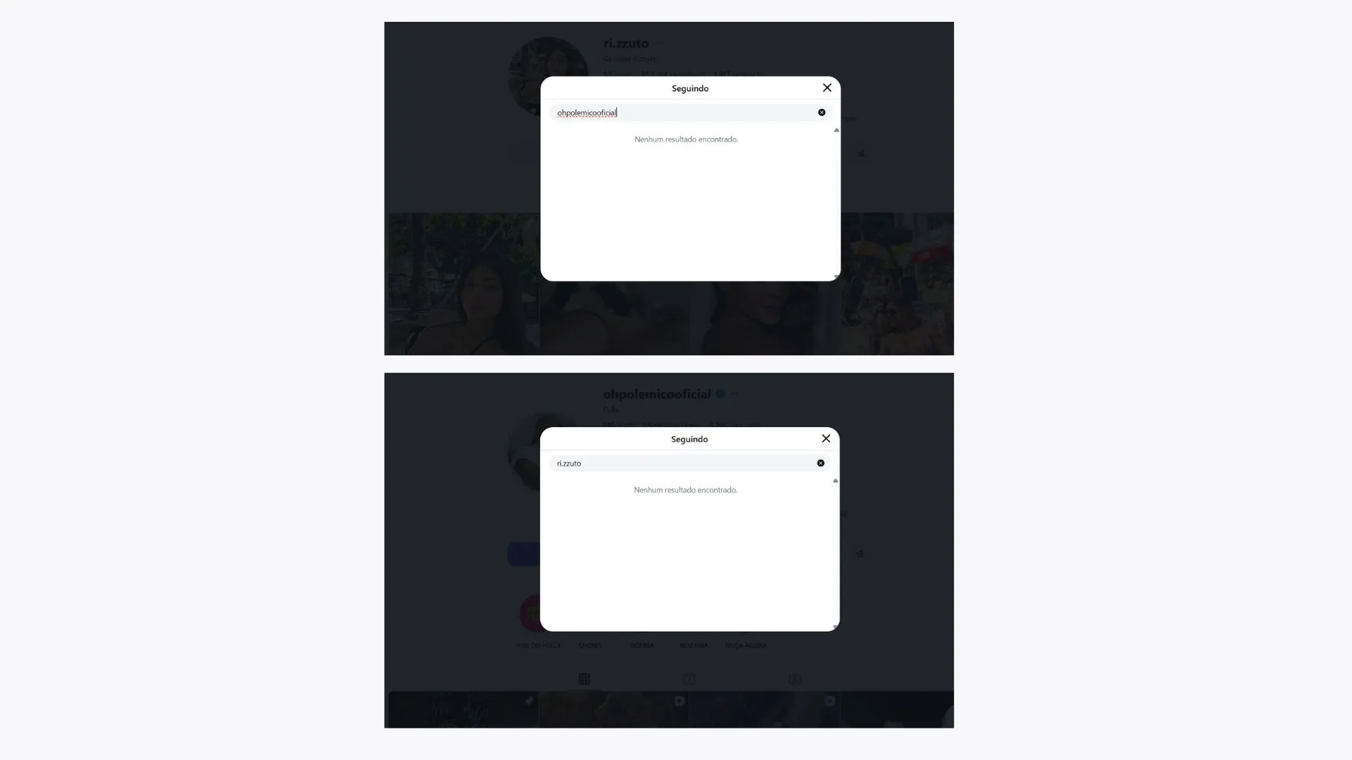 Oh Polêmico e a namorada não se seguem mais no Instagram