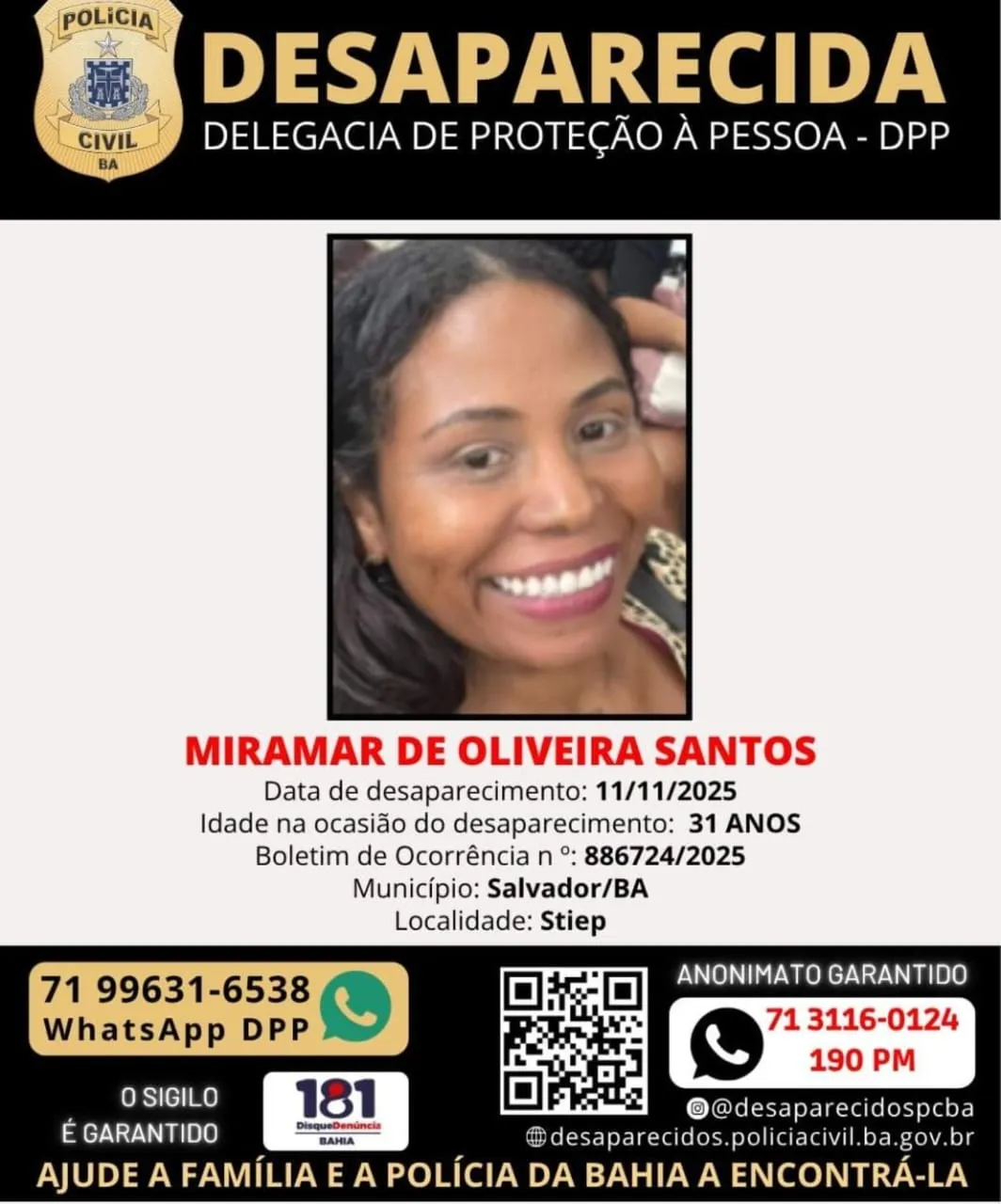 Imagem ilustrativa da imagem Massoterapeuta está há mais de uma semana desaparecida em Salvador