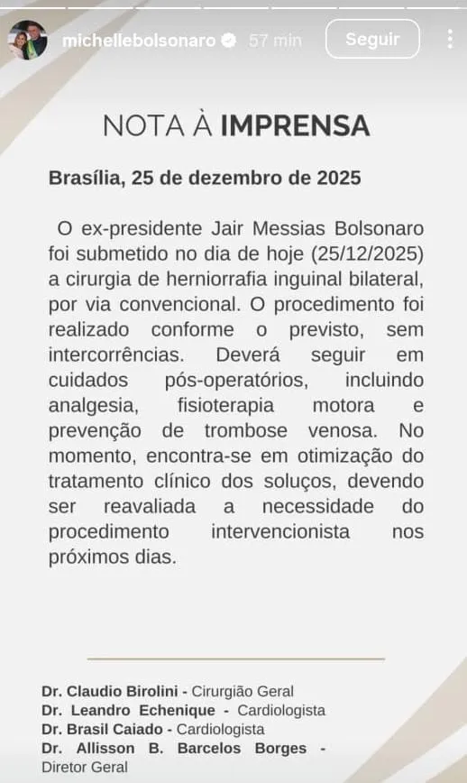 Imagem ilustrativa da imagem Médico abre o jogo sobre estado de saúde de Bolsonaro após cirurgia