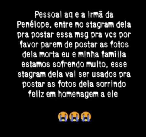 Imagem ilustrativa da imagem Mensagem atribuída à irmã de 'Japinha do CV' intriga internautas