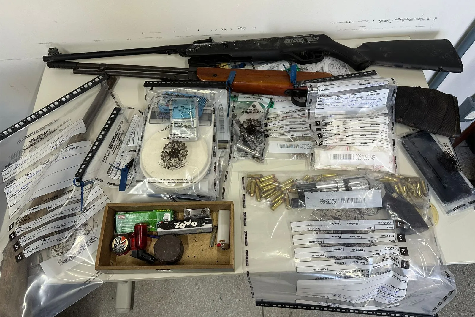 Armas de fogo também foram apreendidas