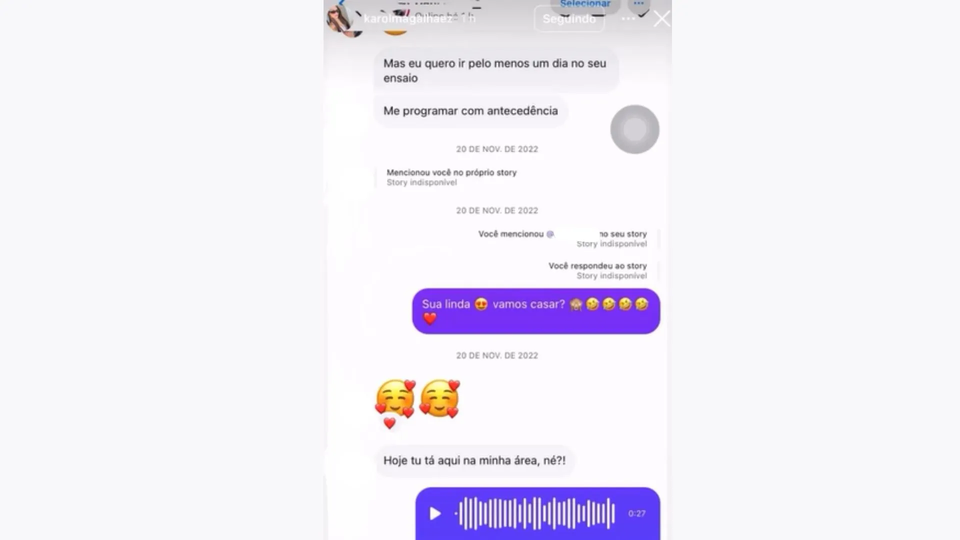 Imagem ilustrativa da imagem Que que isso? Mulher do cantor Alex Maxx expõe prints de traições