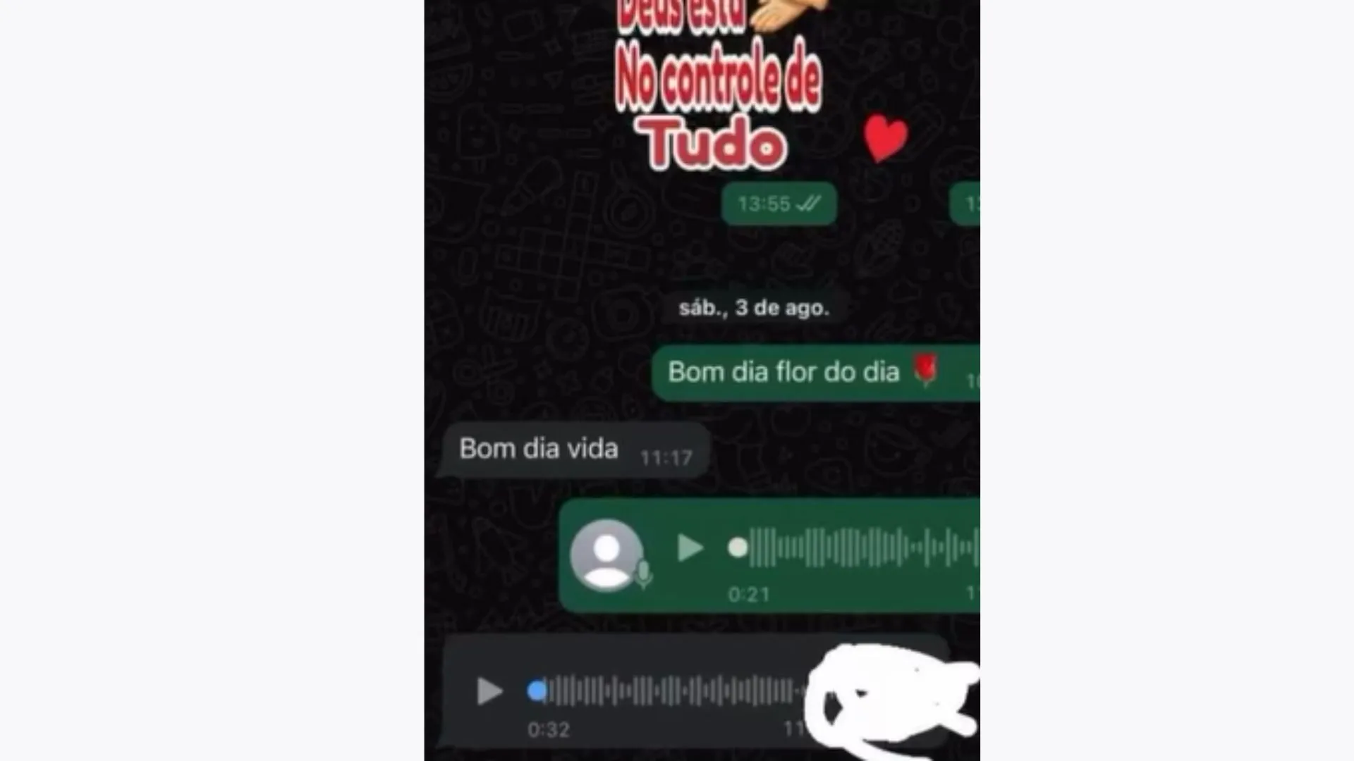 Imagem ilustrativa da imagem Que que isso? Mulher do cantor Alex Maxx expõe prints de traições