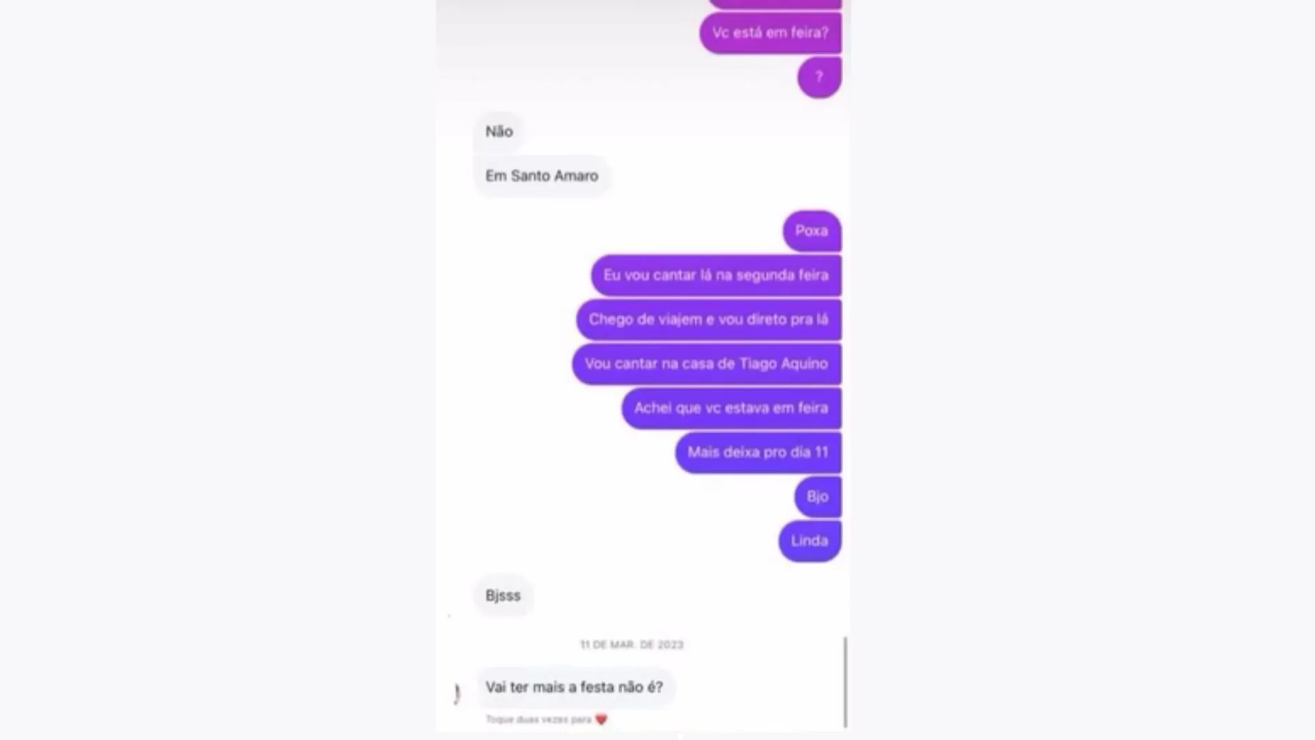 Imagem ilustrativa da imagem Que que isso? Mulher do cantor Alex Maxx expõe prints de traições