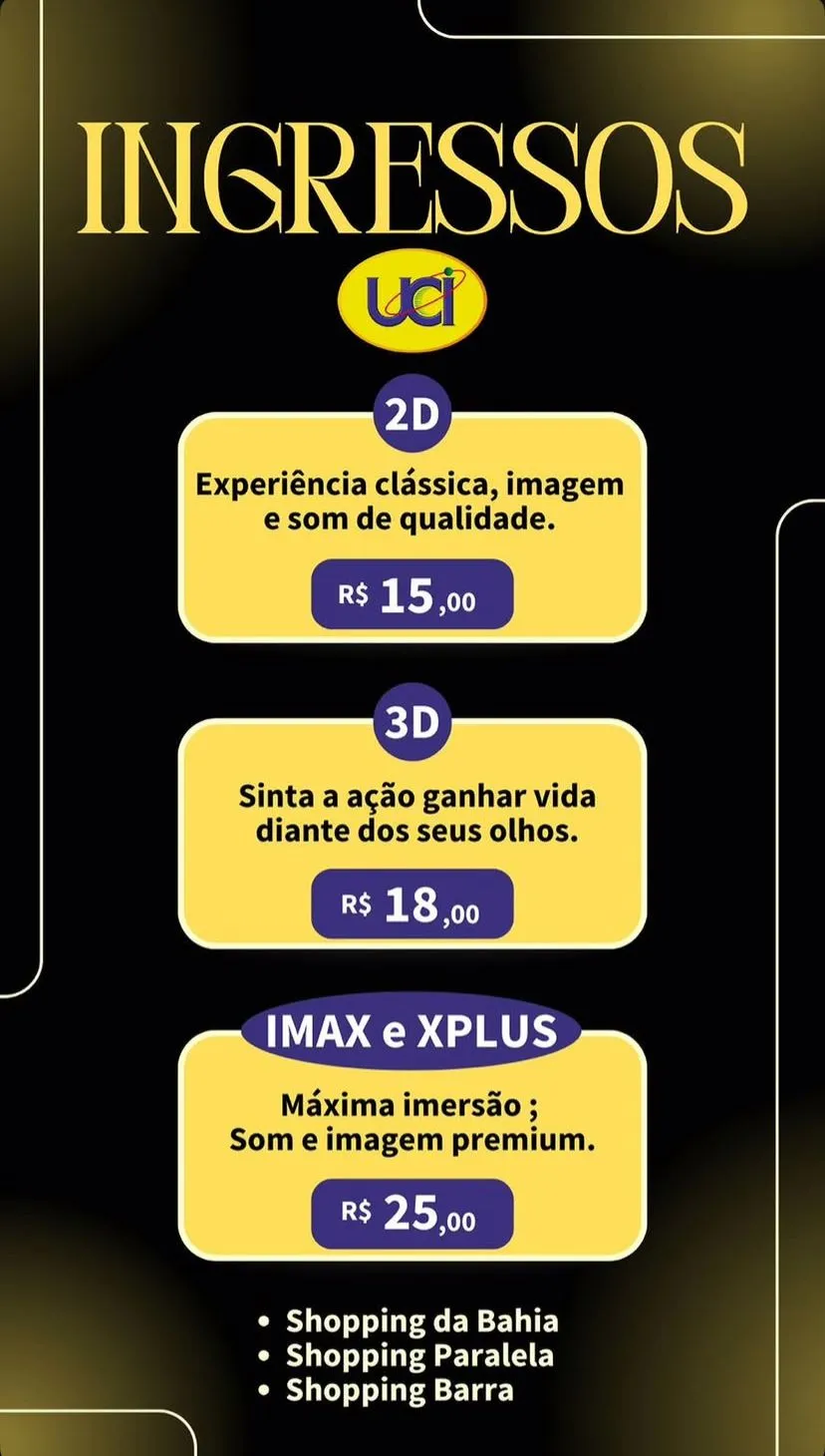 Imagem ilustrativa da imagem Semana do cinema: ingressos a R$ 12 chegam em Salvador