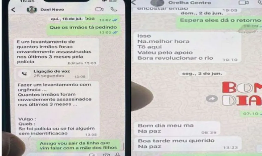Algumas das mensagens passadas através do 'RH' do tráfico