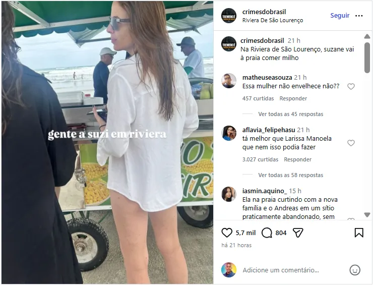 Suzane von Richthofen é flagrada curtindo famosa praia