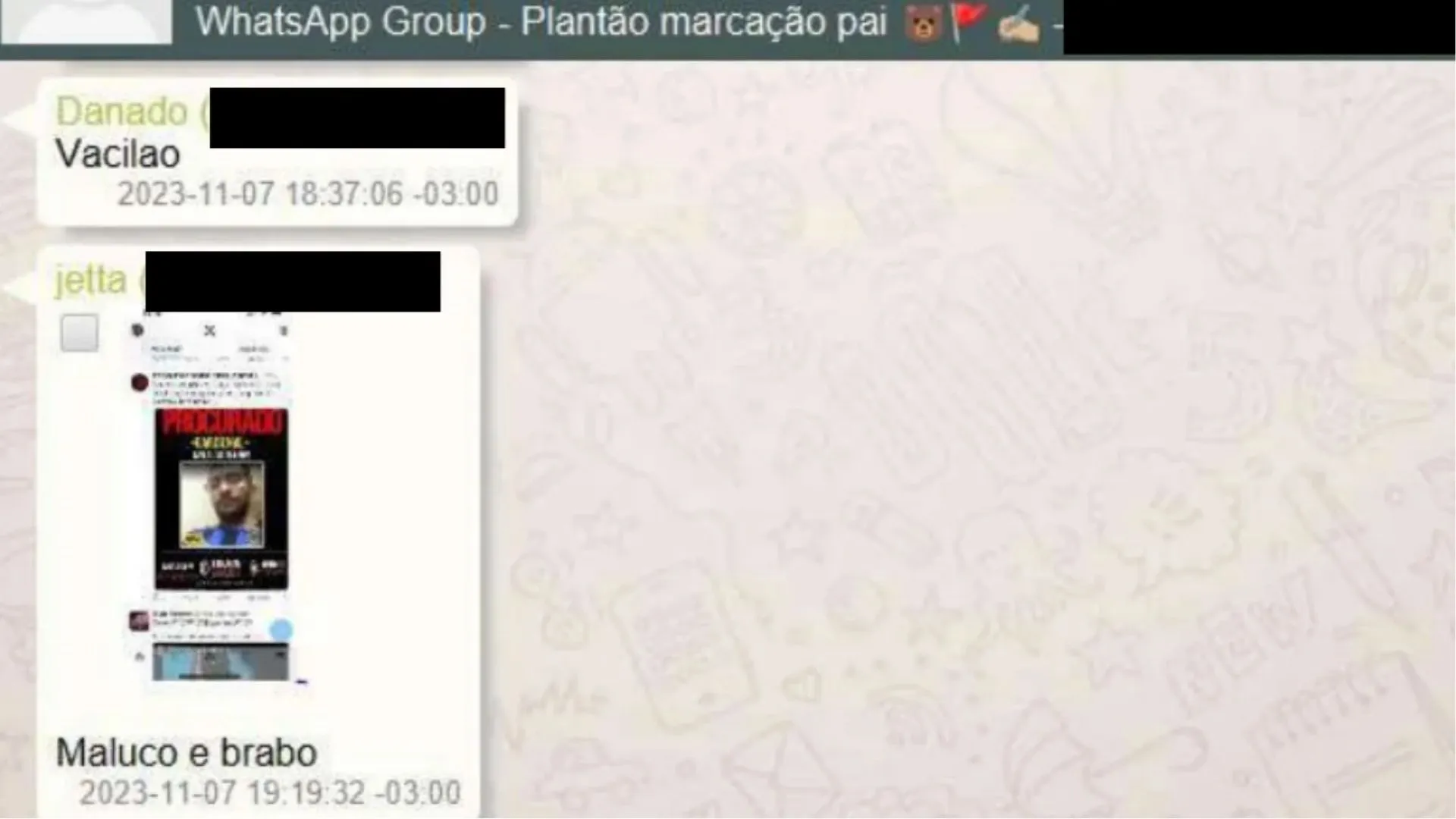 Imagem ilustrativa da imagem Traficas debocham de cartaz de "procurado" em grupo do CV no 'Zap'