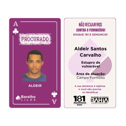 Imagem ilustrativa da imagem Veja cartas com 16 procurados por violência contra mulheres na Bahia