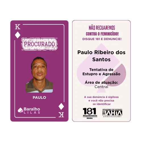 Imagem ilustrativa da imagem Veja cartas com 16 procurados por violência contra mulheres na Bahia
