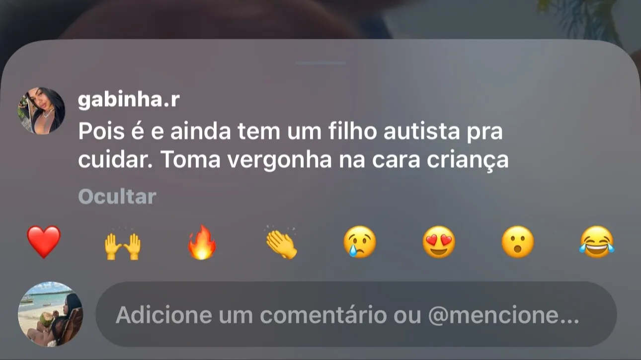 Comentário de Gabinha exposto por Luana