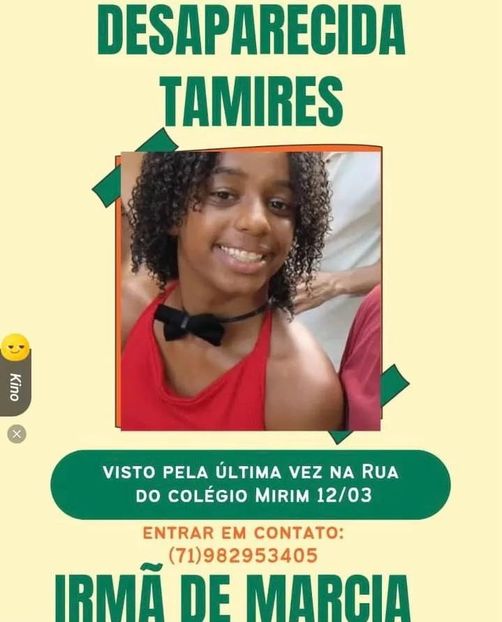 Tamires foi vista pela última vez nesta quinta (12)