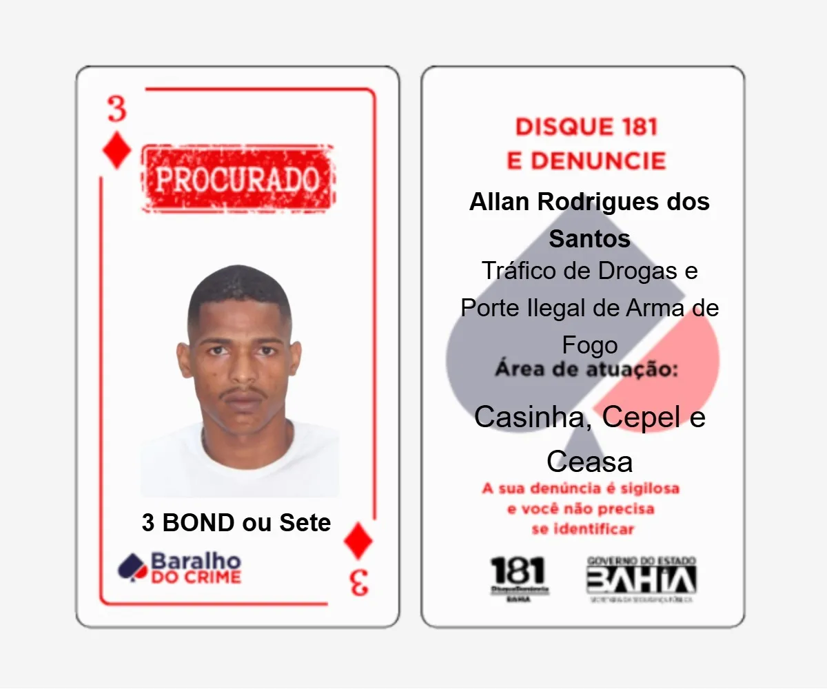 3 Bond ou Sete do Baralho do Crime morreu em confronto com a polícia