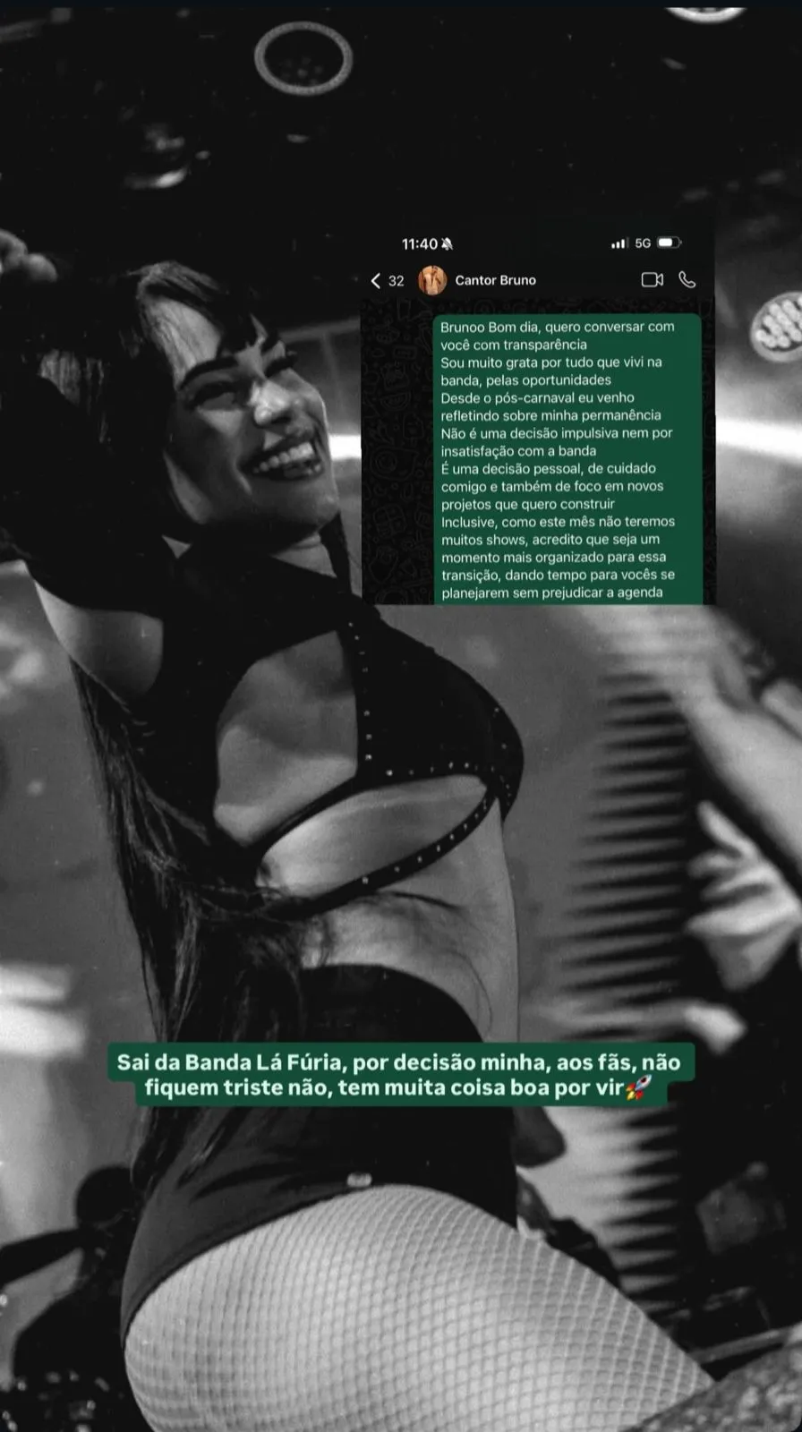 Bia Cavalcante comunicou sua saída nas redes sociais