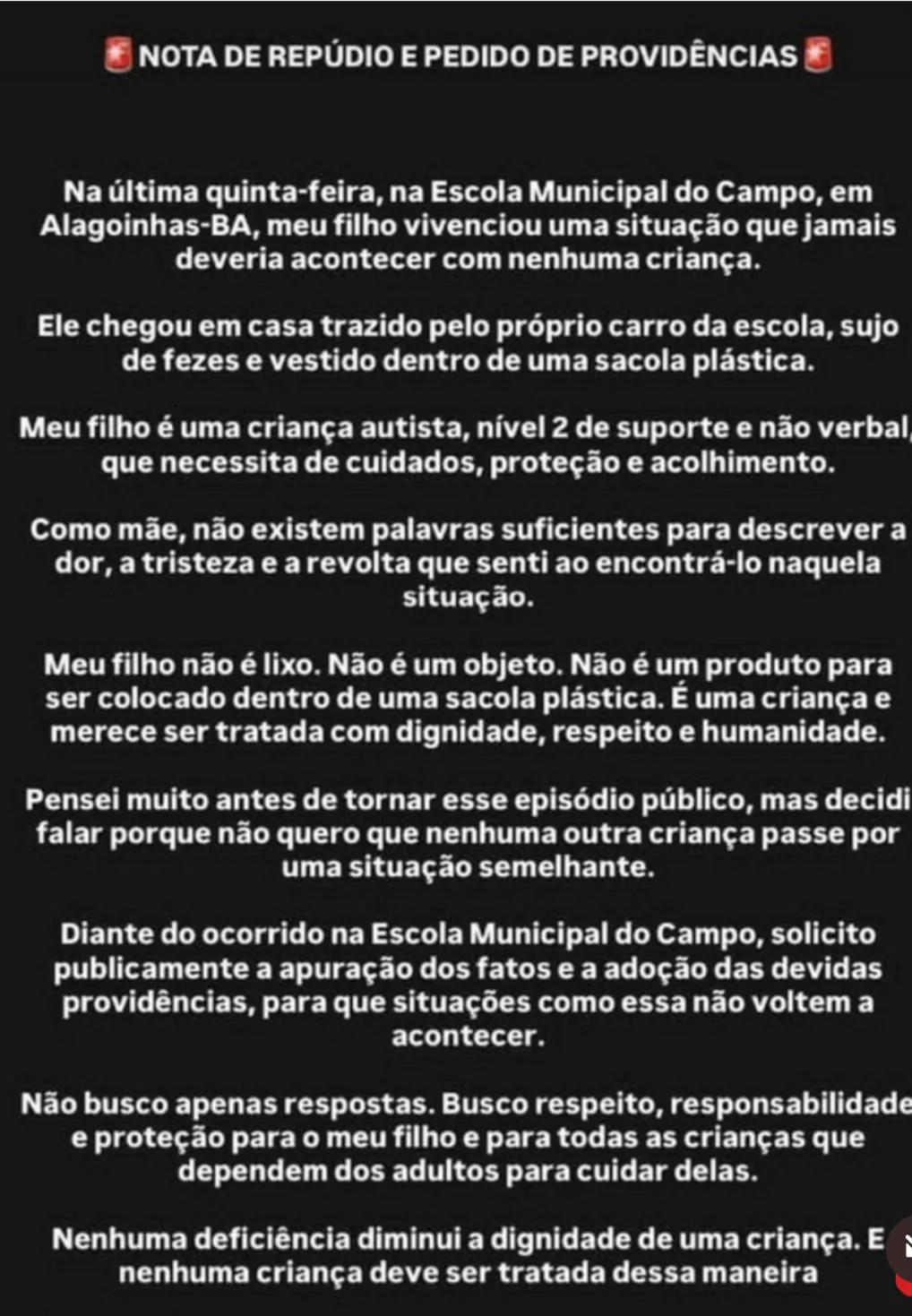 Denúncia foi feita através do Instagram de Camila