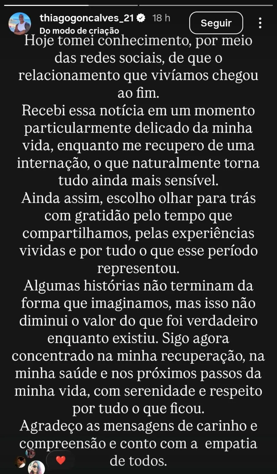 Mensagem repercutiu entre os internautas