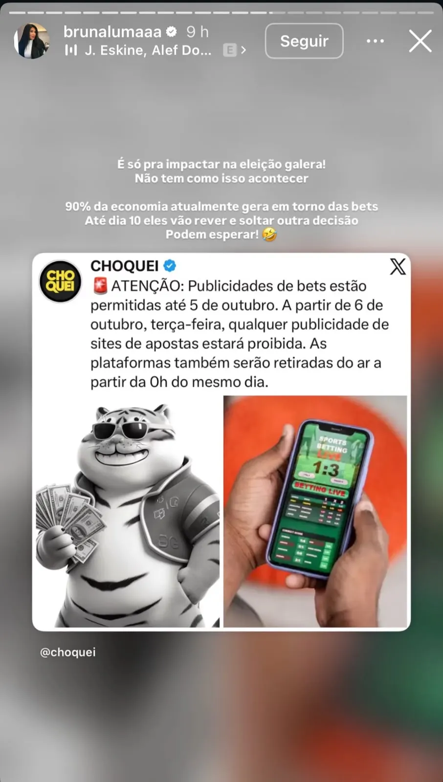 Bruna é influenciadora, possui 46,9 mil seguidores no Instagram
