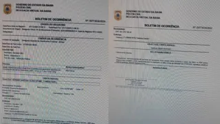 Boletim de ocorrência registrado por Adriana