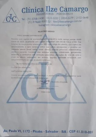 Laudo médico de Adriana