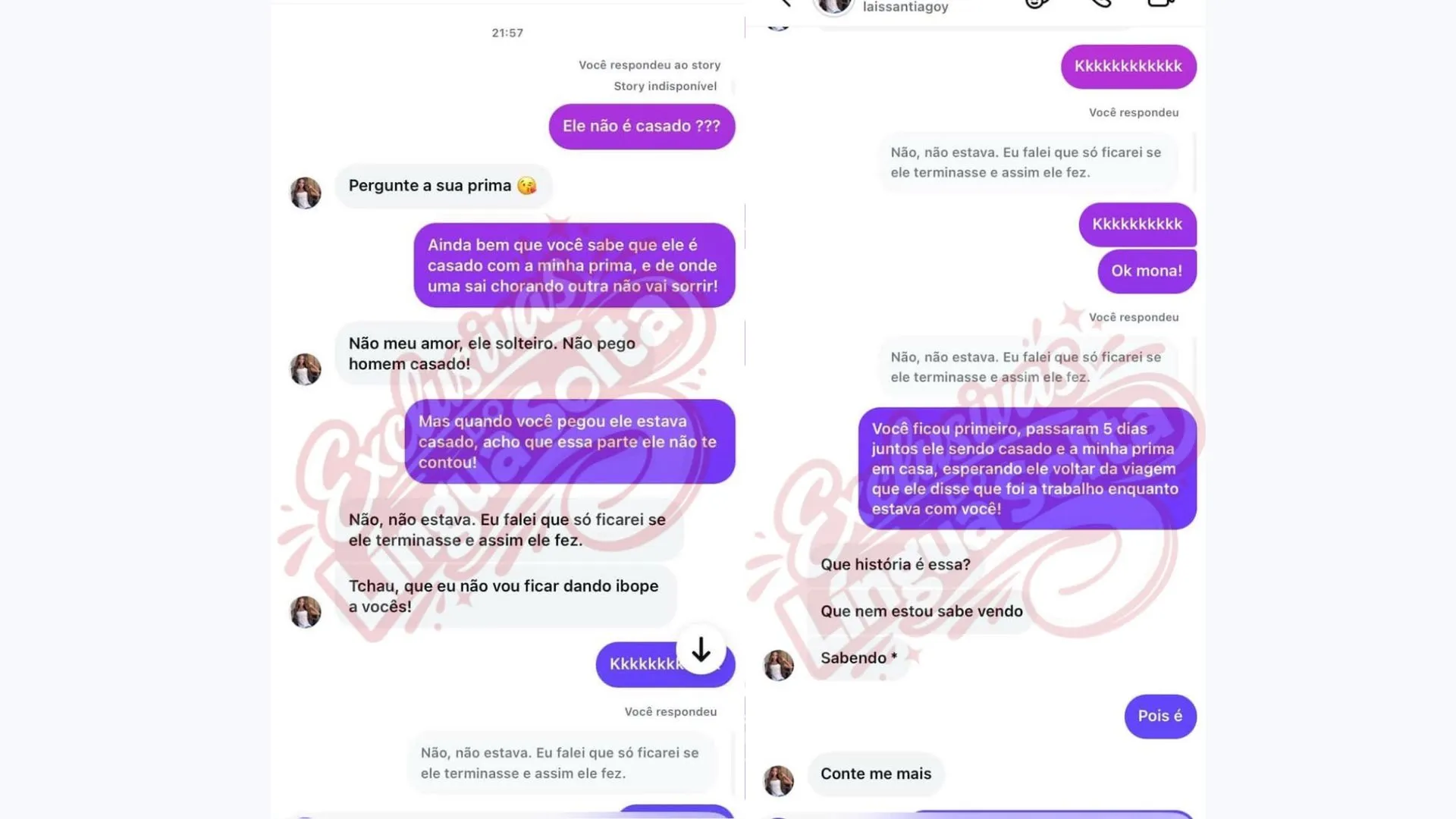 Imagem ilustrativa da imagem Laís Santiago assume novo namorado e mulher expõe que ele é casado