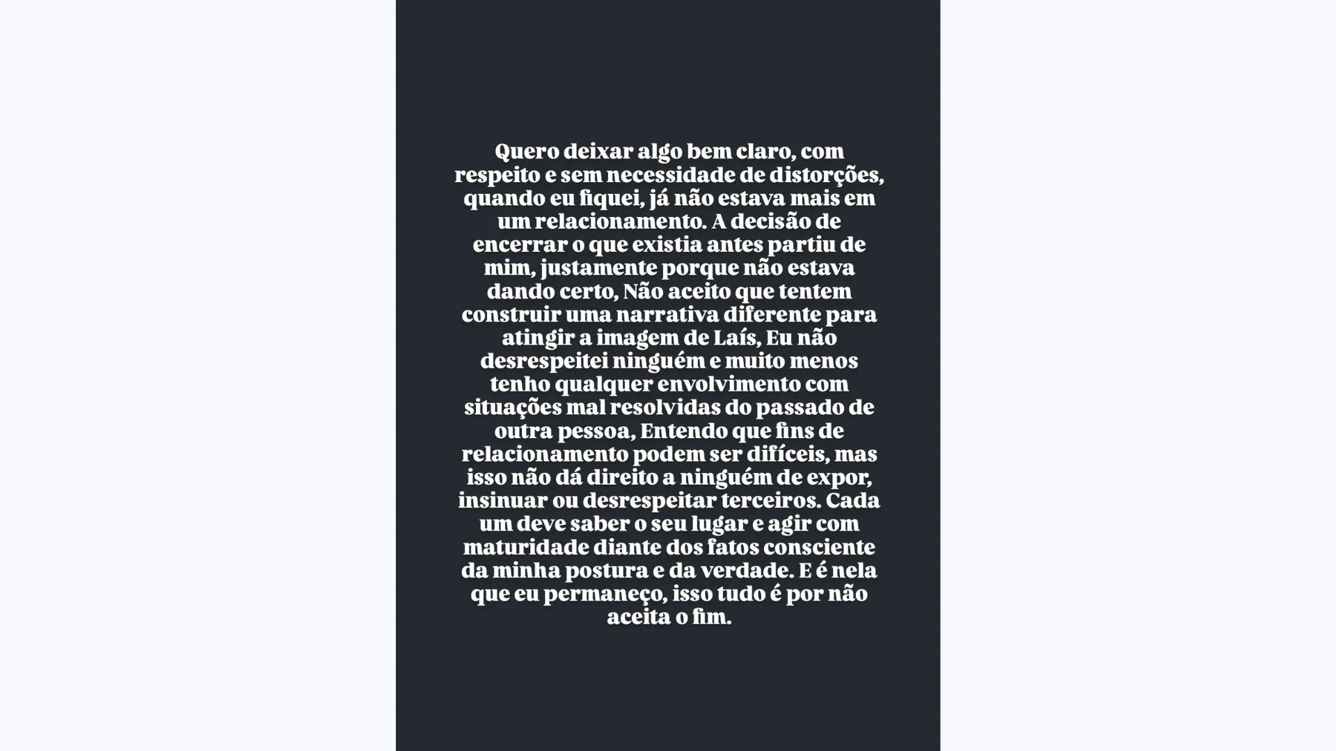 Imagem ilustrativa da imagem Laís Santiago termina namoro após descobrir que era amante