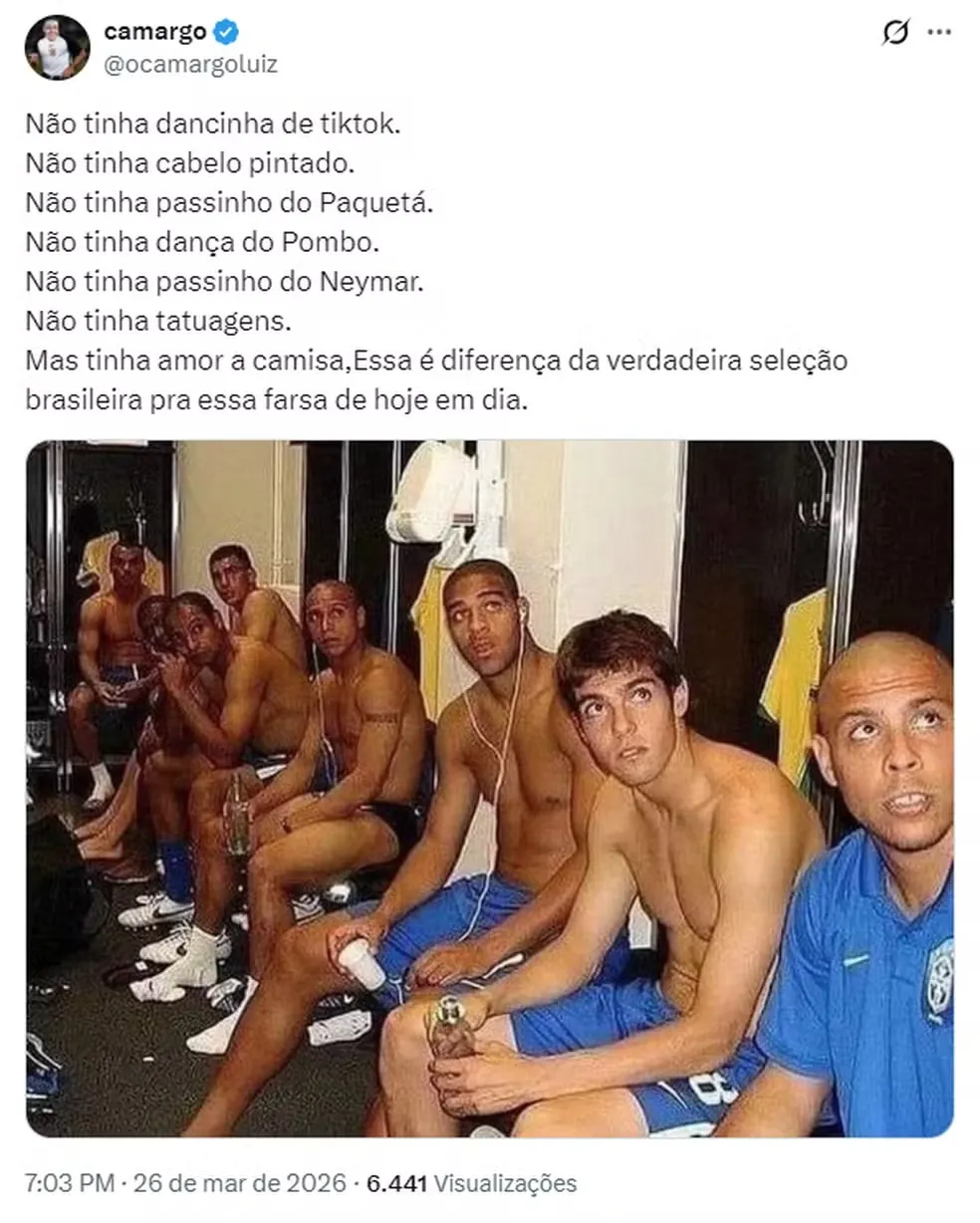 Meme criticando o atual elenco da Seleção Brasileira