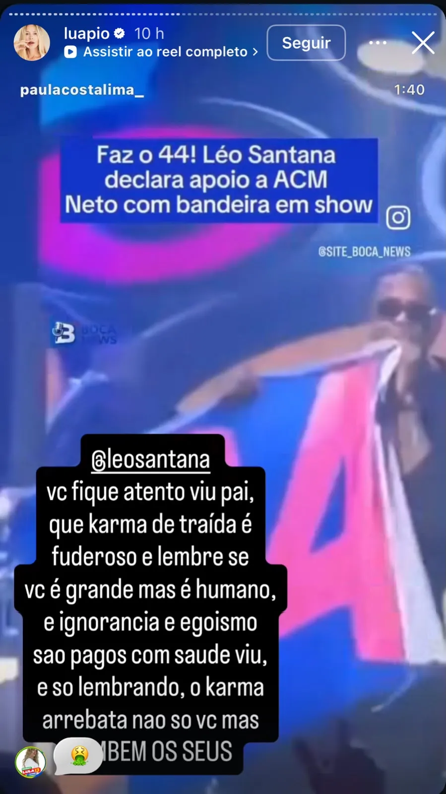 Luana Piovanni criticou posicionamento de Léo Santana