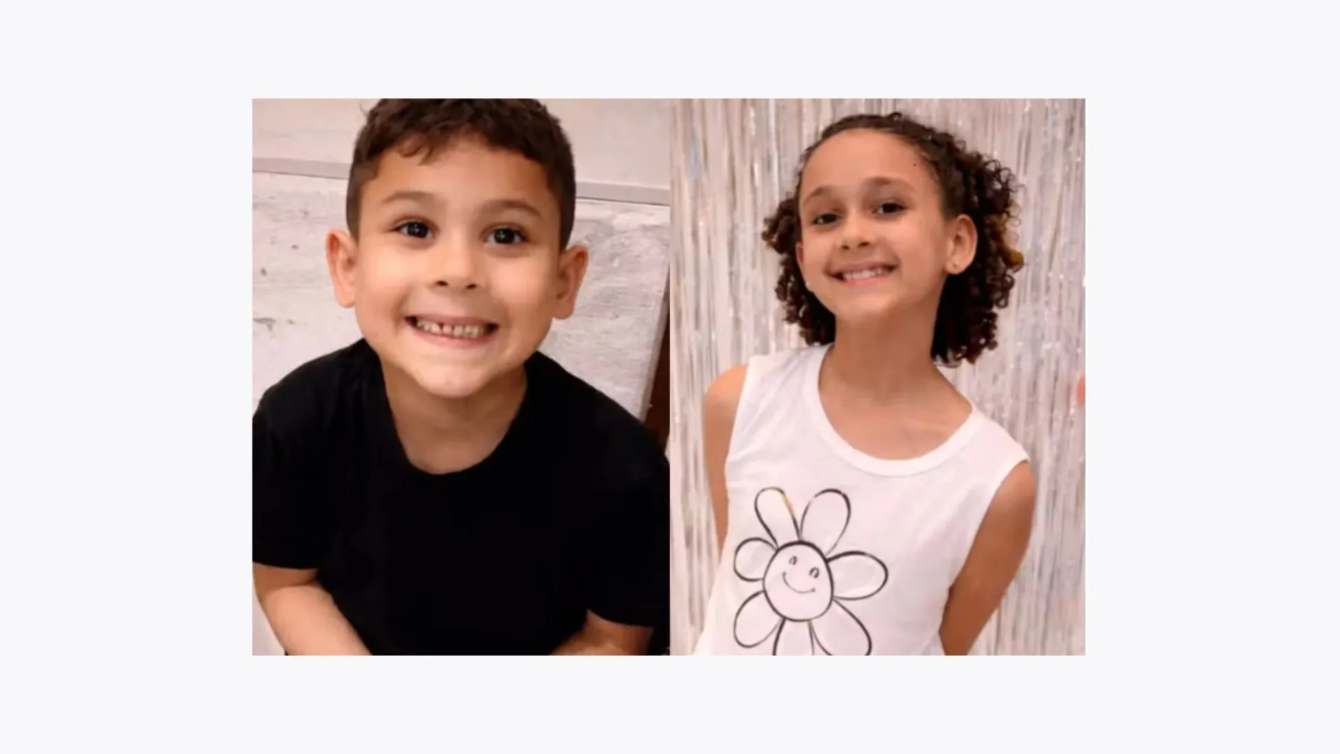 Sophya de Oliveira Santos, de 10 anos, e Izaias de Oliveira Santos, de 6, morreram atropelados