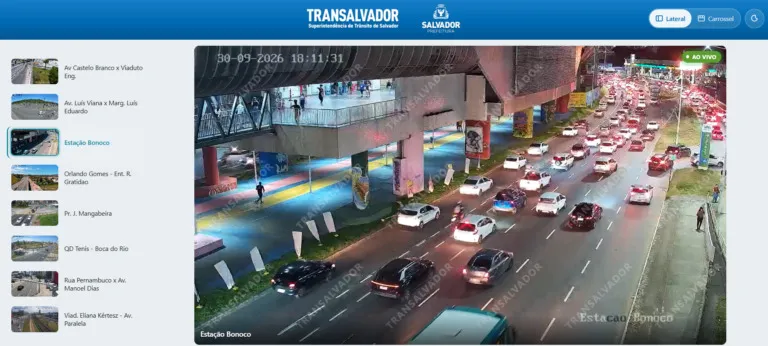 Painel que exibe o trânsito em tempo real nas avenidas de Salvador