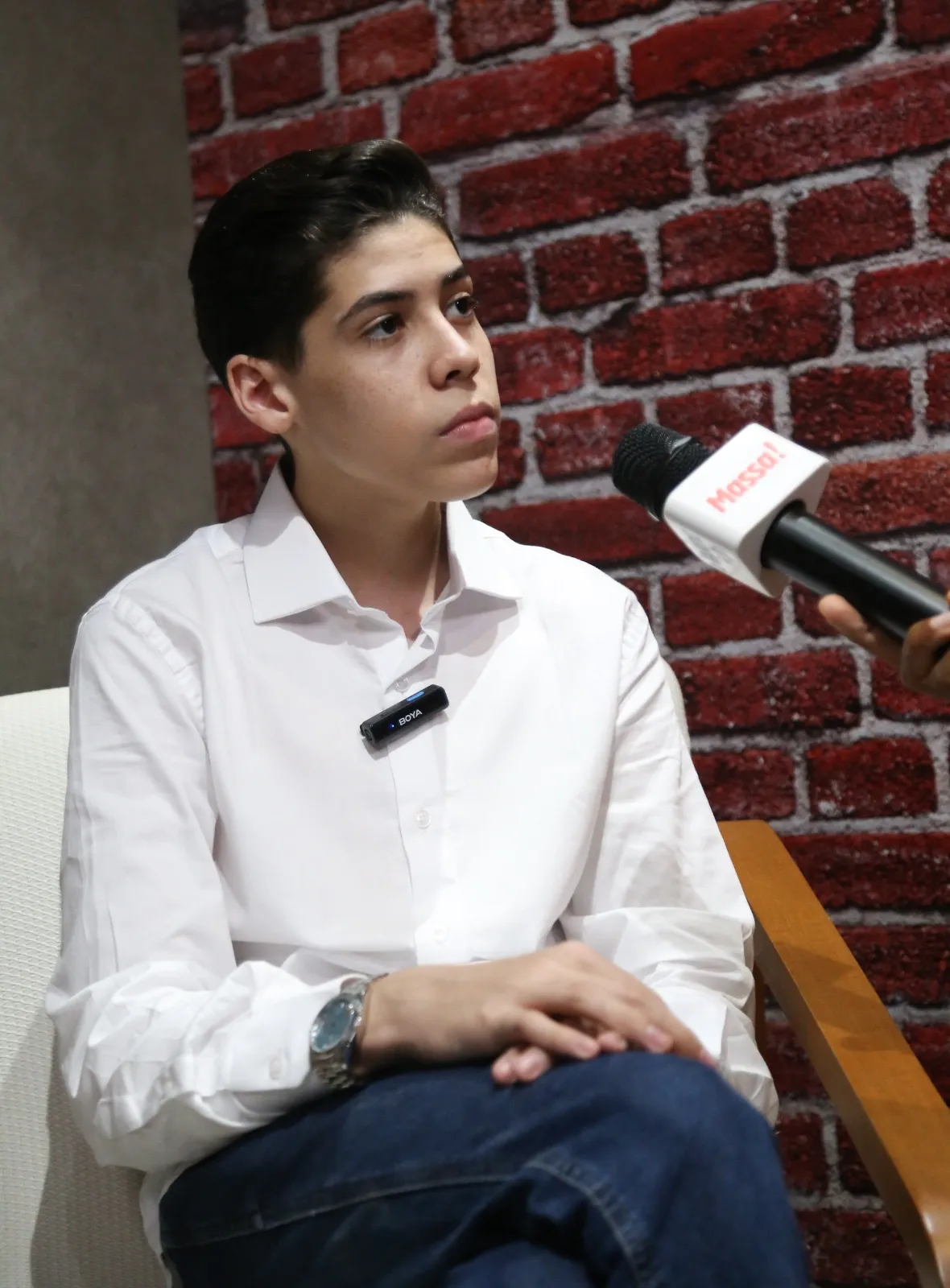 Miguel durante a entrevista