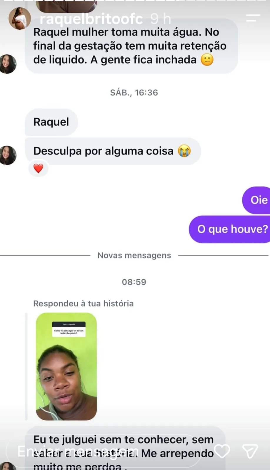 Imagem ilustrativa da imagem Raquel Brito é surpreendida por segudiora com pedido de perdão
