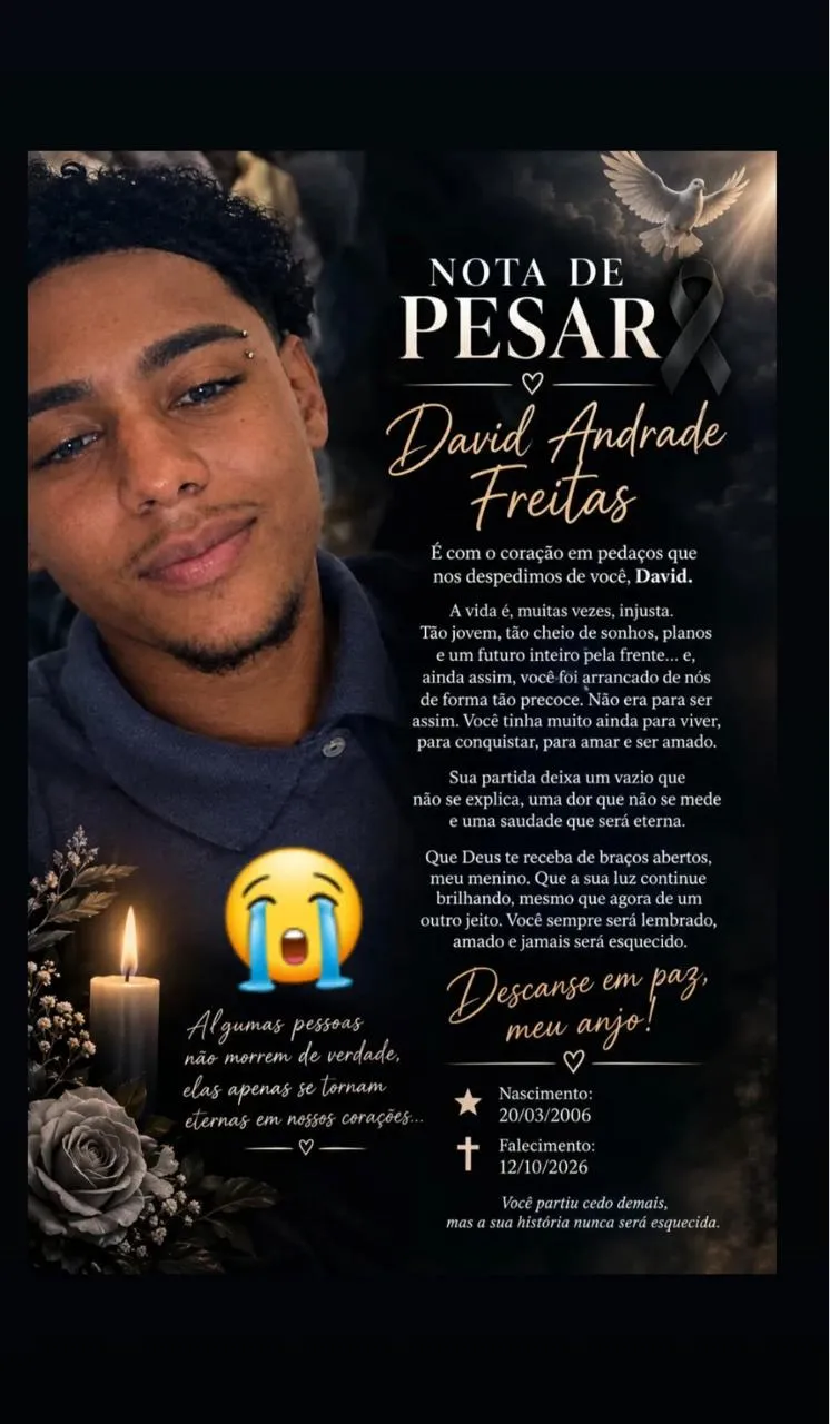 Deivide de Andrade Freitas morreu nesta segunda-feira (12)