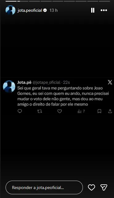 Jota Pê é amigo de João e falou sobre o voto do cantor