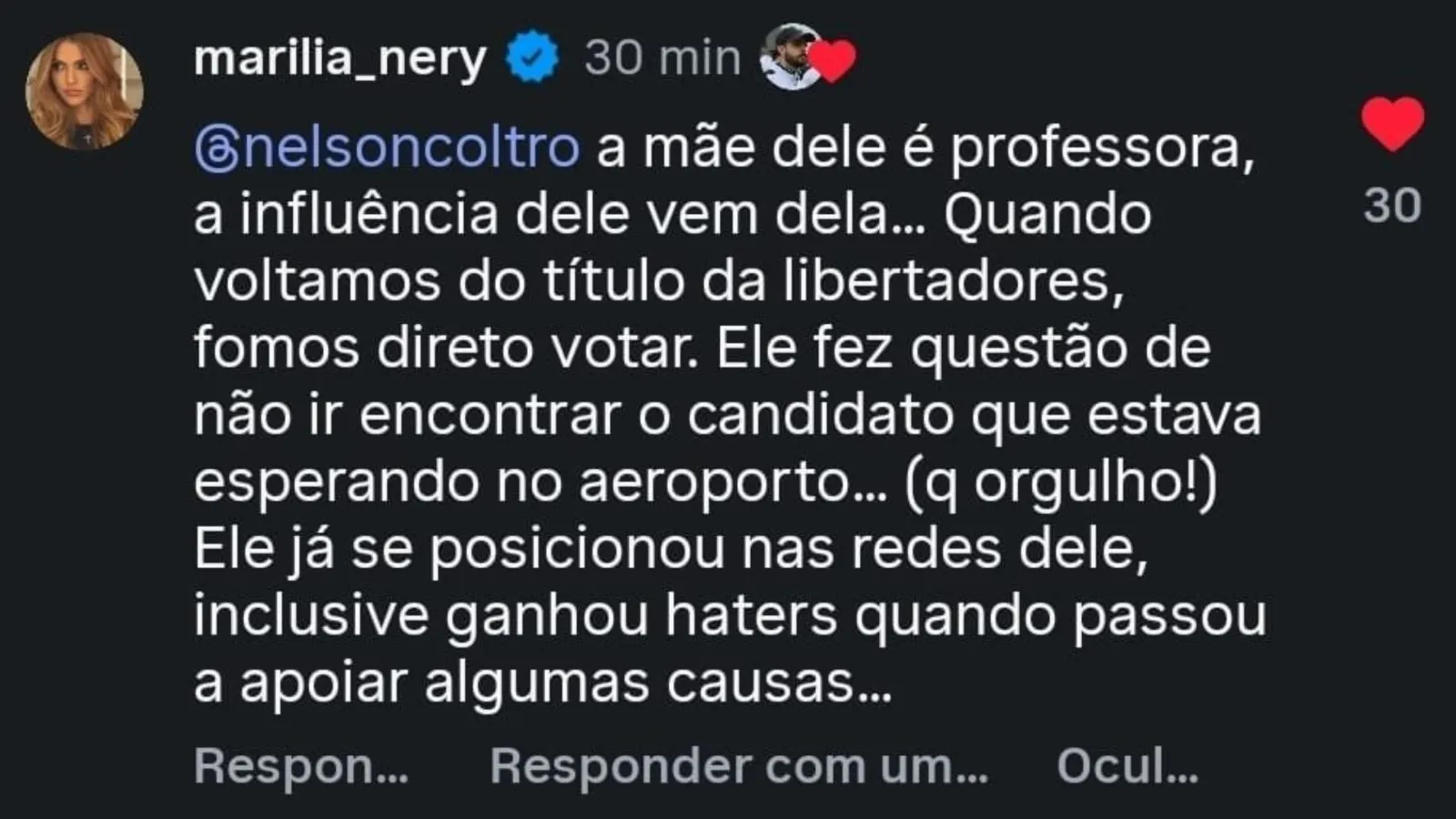 Marilia Nery sobre posicionamento político da família