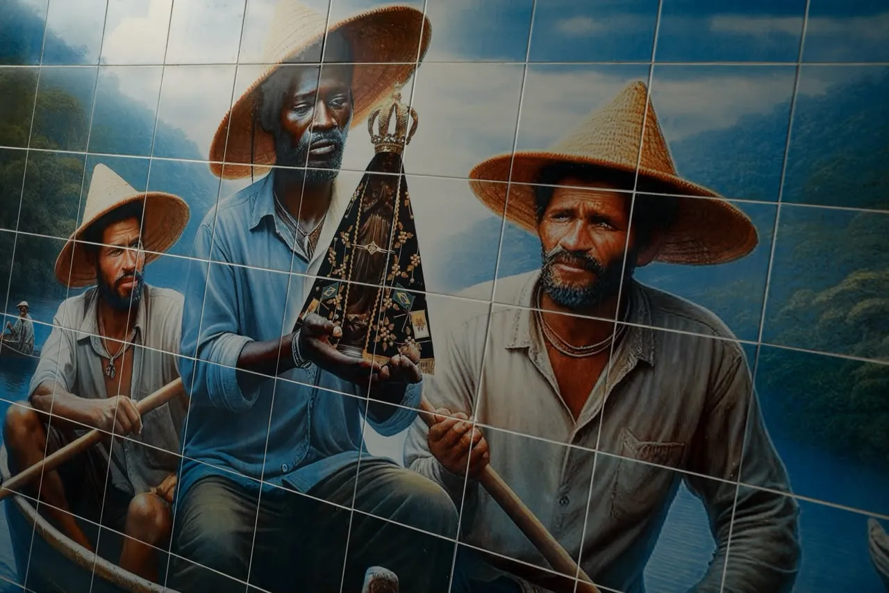Na foto, arte exposta no Santuário da Santa no Imbui