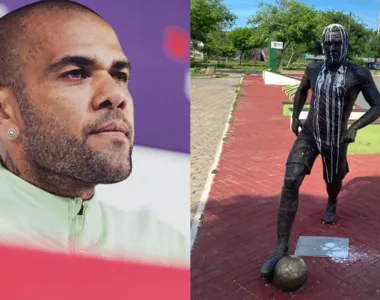 Daniel Alves volta a ter estátua vandalizada em Juazeiro